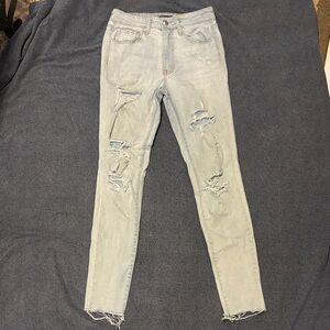 Aero Women’s Denim Jeans Light Blue Distressed High Rise Size 4